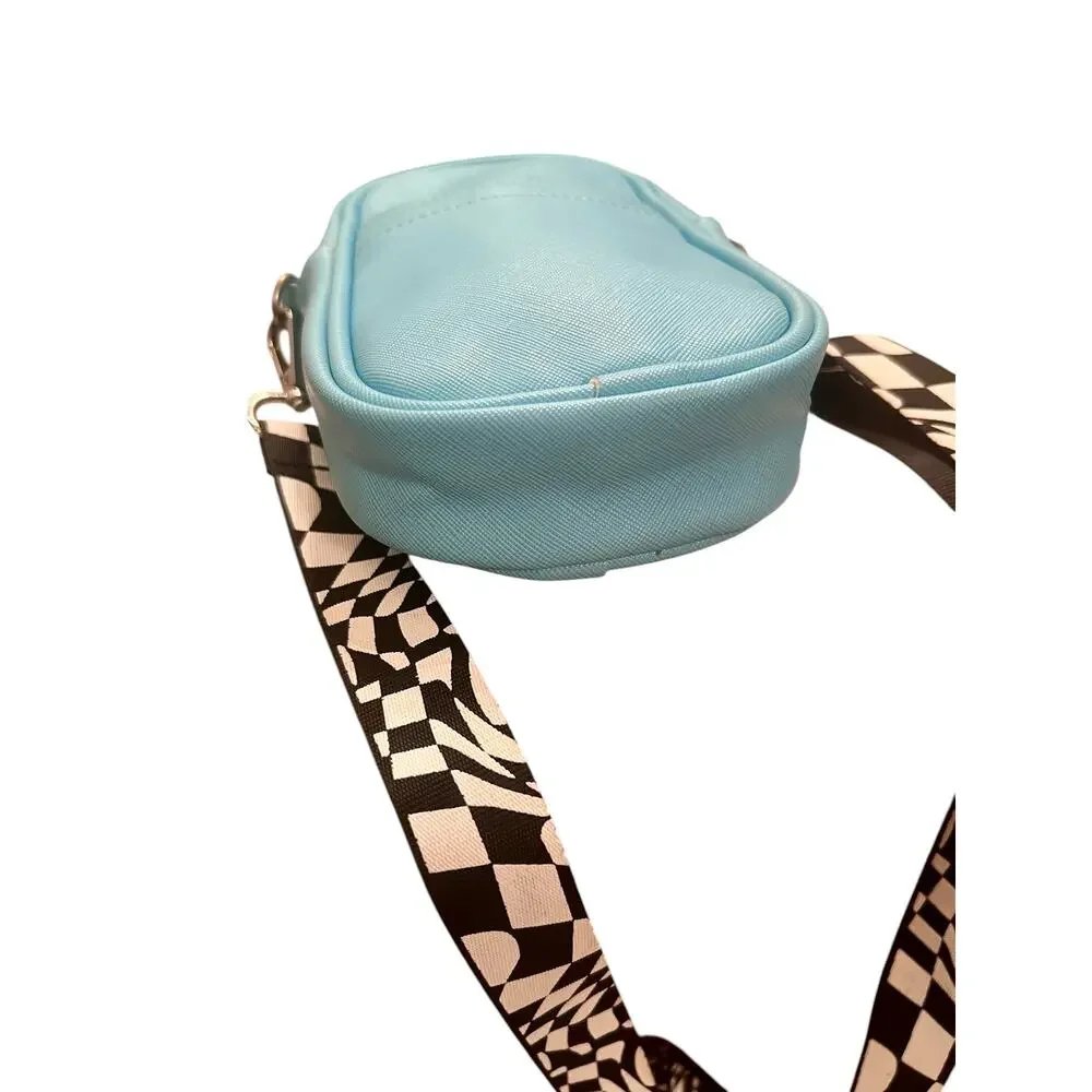 SKINNYDIP London Danni Blue Mini Phone Crossbody Adjustable Checkered Strap Bag